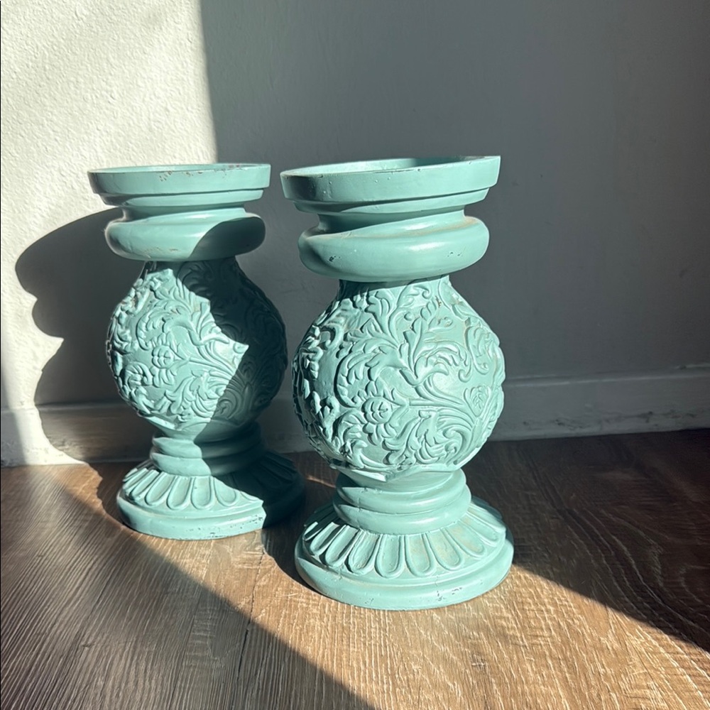 Elegant Teal Candle Holders